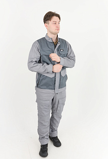 Антарес Костюм ИТР с полукомбинезоном NEW ENERGY (смесовая, серый/т.серый)